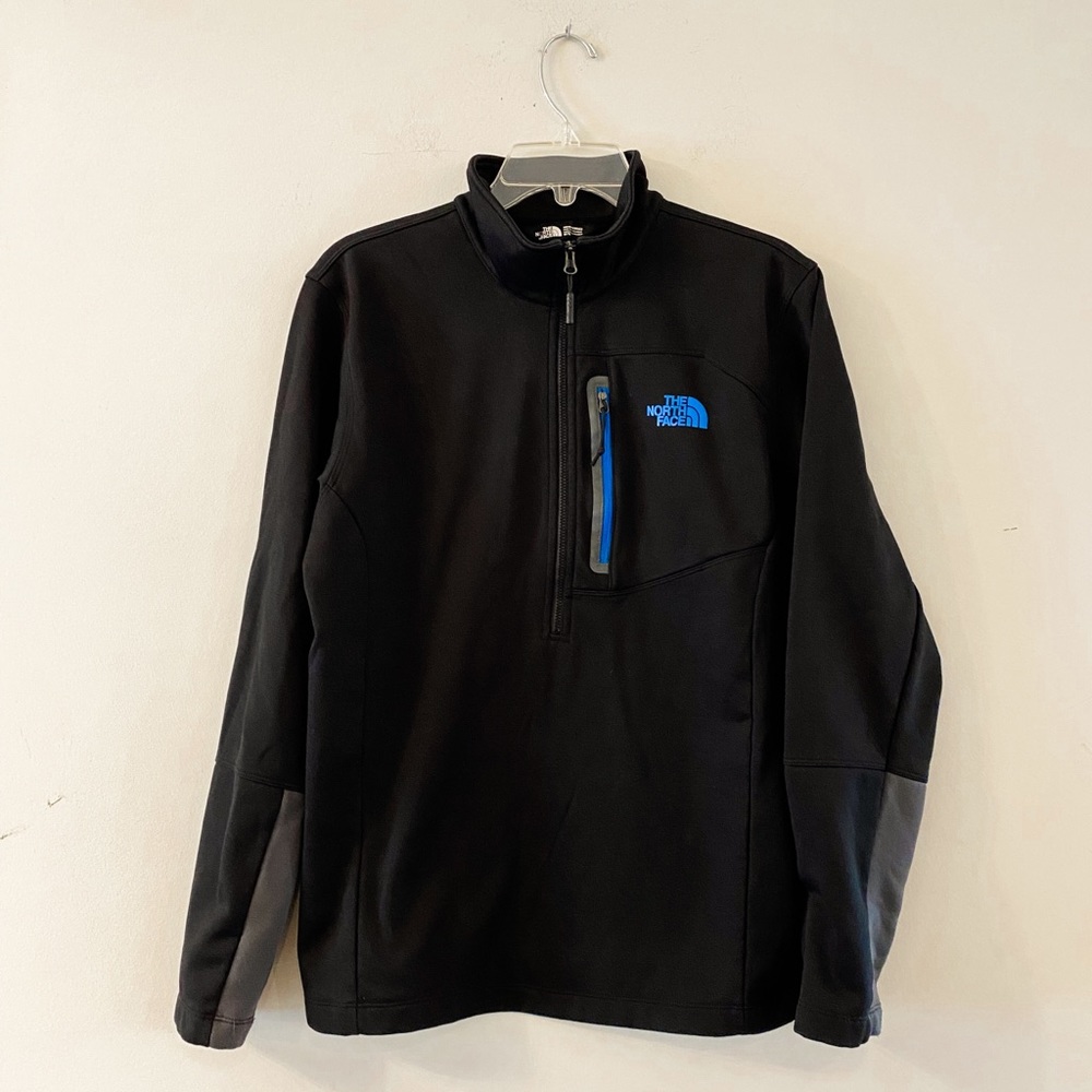 Mens The North Face Turtle Neck Zip Up Pull Over Size M Black With Blue